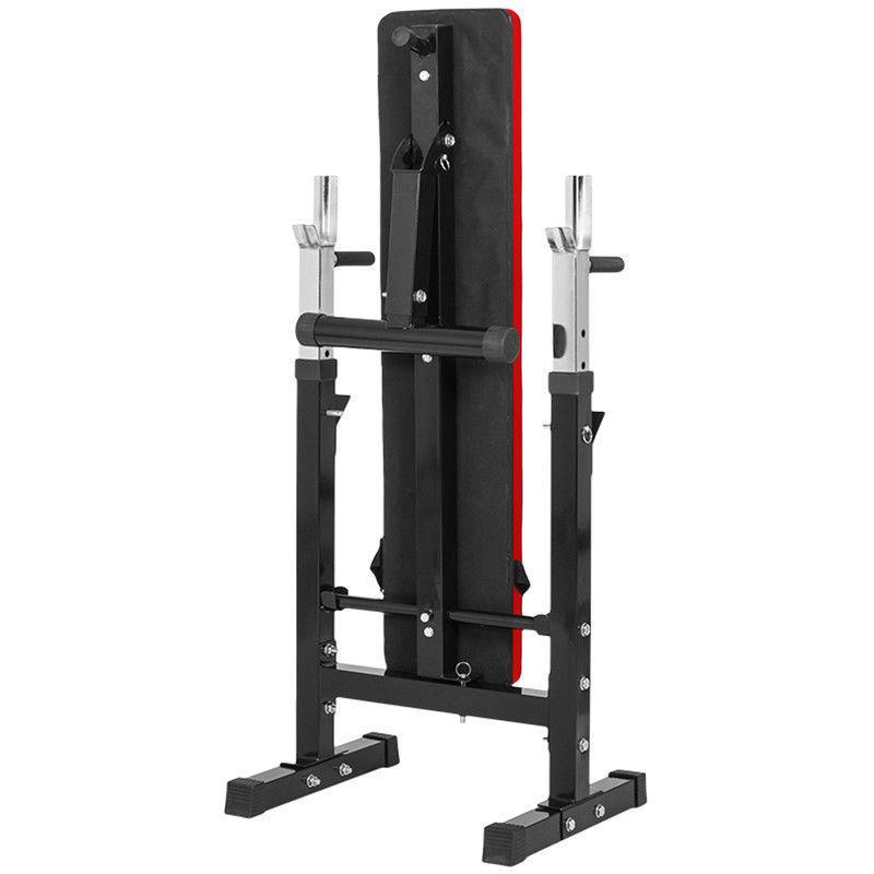 TnP Accessories Folding Flat Weight Bench with Dipping Station and Barbell  Rack