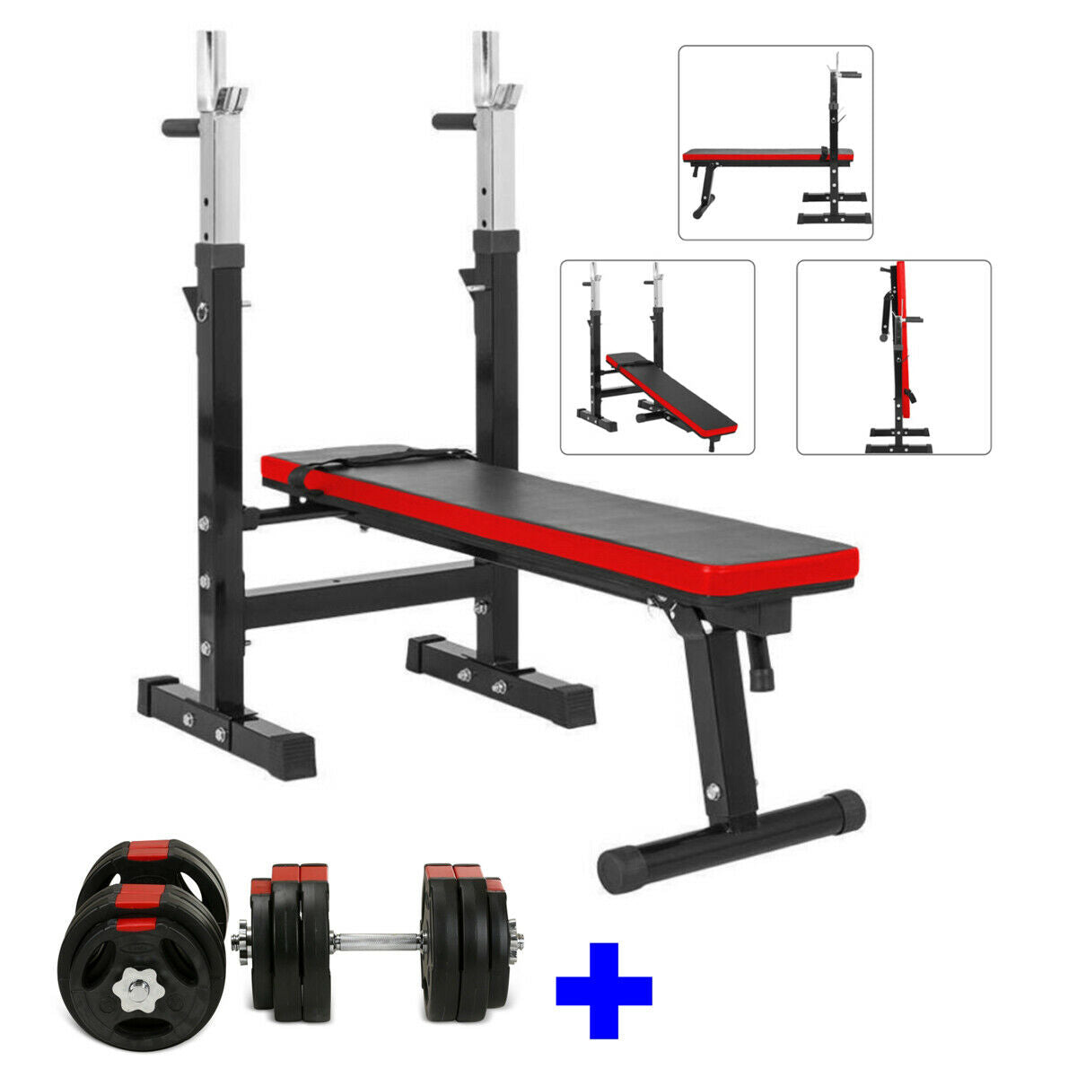 Weight Bench With Rack - Black/Red - XQBH-08